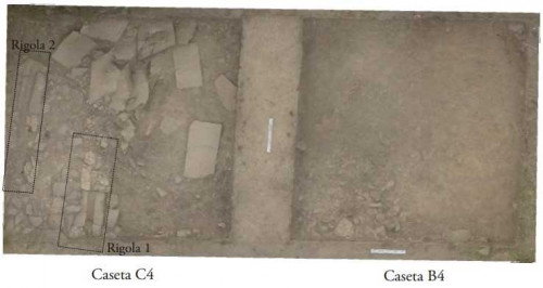 Fig. 4. Sectorul Basilica cu criptă, casetele B4 și C4 - vedere asupra structurilor dezvelite în 2021 (foto A. Rabinowitz)