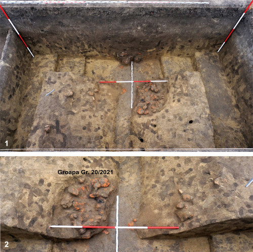 Fig. 10. Ripiceni-Holm. 1. Șanțul de apărare de la VSV (m 29-35); 2. Groapa Gr. 20/2021 / 1. The WSW defense ditch (m 29-35); The pit P. 20/2021.