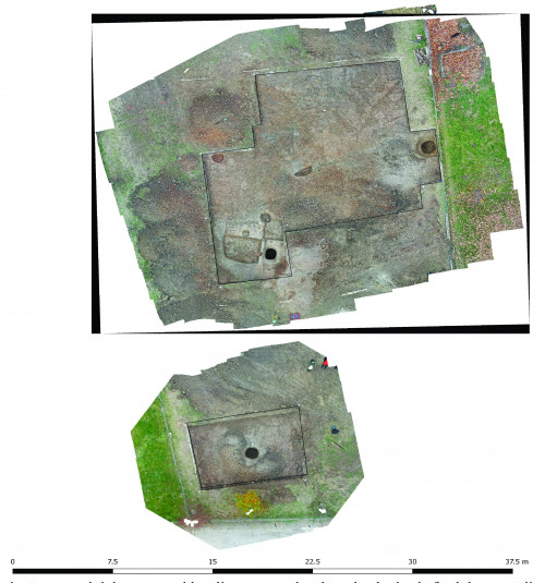 Pl. I. Imagine aeriană a terenului decopertat și localizarea complexelor arheologice la finalul cercetării