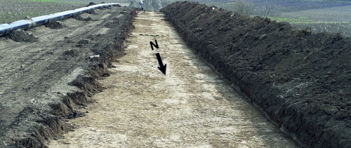 Fig. 2. Trifești-„Dealul Depozitului”. Vedere generală dinspre nord-est asupra Secțiunii I (S. I) (foto: C. Preoteasa, 2021).