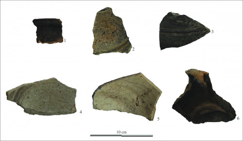 Fig. 7. Fragmente ceramice din secolele 2-4 d.Chr. descoperite în secțiunea S24, cx. 1, situl AR051.